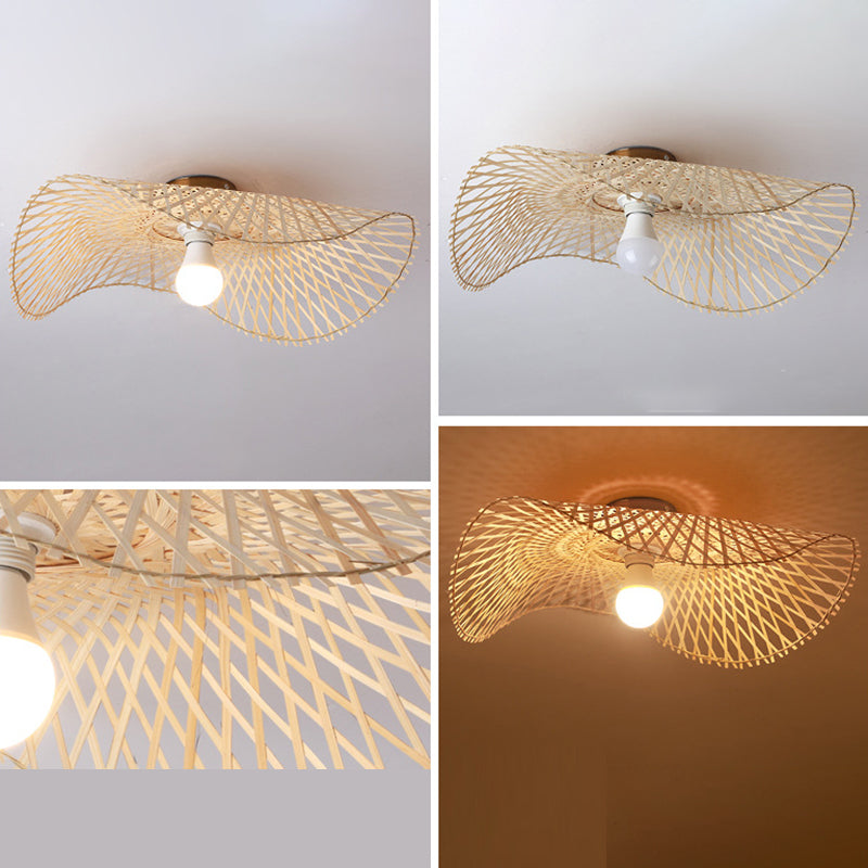 Bamboo Asia Flush Mount Ceiling Light Fixtures 1 Light Twist Flush Ceiling Light Fixture for Bedroom