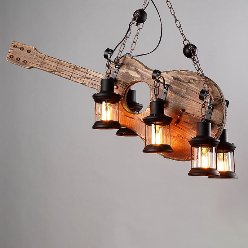 Retro Industrial Style Musical Instrument Chandelier Wood Pendant Ceiling Lights for Restaurant