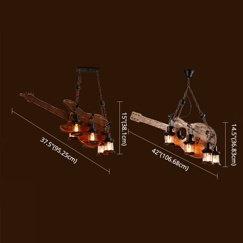 Retro Industrial Style Musical Instrument Chandelier Wood Pendant Ceiling Lights for Restaurant