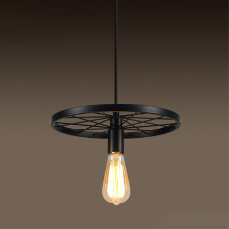 Industrial Wagon Wheel Cluster Pendant Light Metal Multi Light Pendant for Living Room