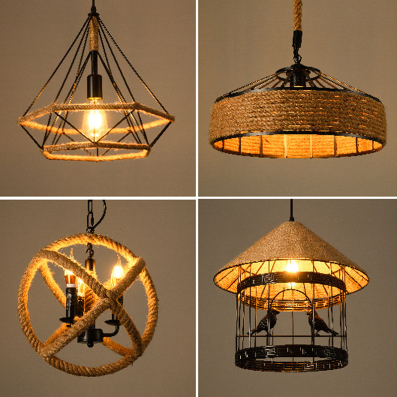 Industrial Rope Cord Commercial Pendant Lighting Metal Pendant Lighting Fixtures for Living Room