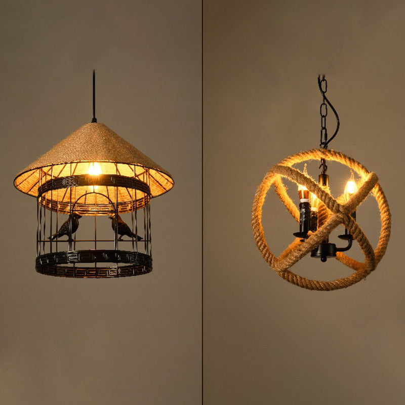 Industrial Rope Cord Commercial Pendant Lighting Metal Pendant Lighting Fixtures for Living Room