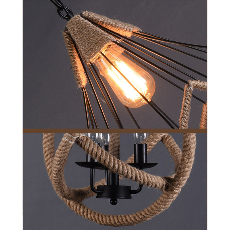 Industrial Rope Cord Commercial Pendant Lighting Metal Pendant Lighting Fixtures for Living Room