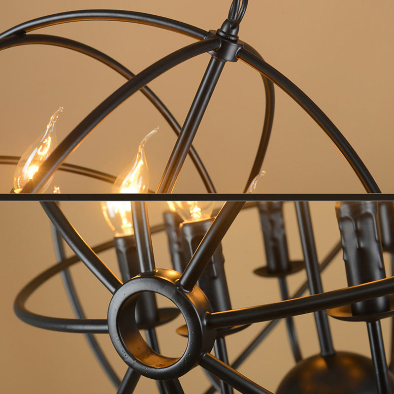 Black Global Chandelier Light Fixture Industrial Metal Restaurant Chandelier Lighting Fixture