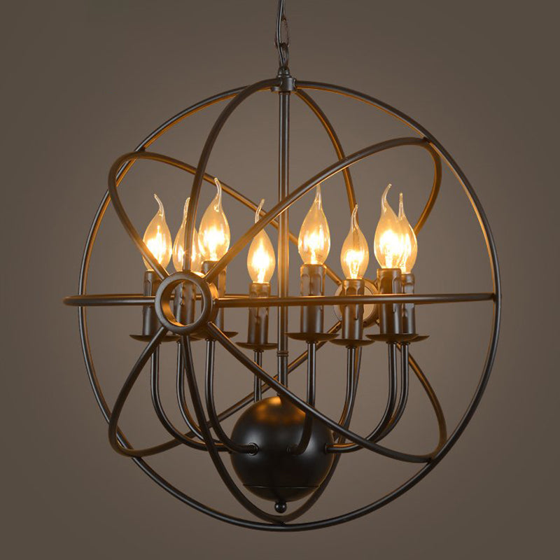 Black Global Chandelier Light Fixture Industrial Metal Restaurant Chandelier Lighting Fixture