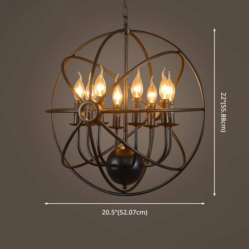 Black Global Chandelier Light Fixture Industrial Metal Restaurant Chandelier Lighting Fixture