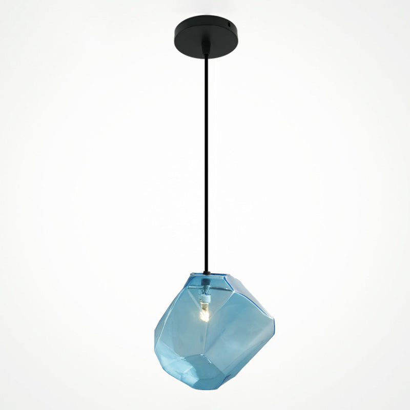 6-Colors Optional Stone Shaped Glass Hanging Light Nordic Style Simplicity Lighting Fixture for Bedroom