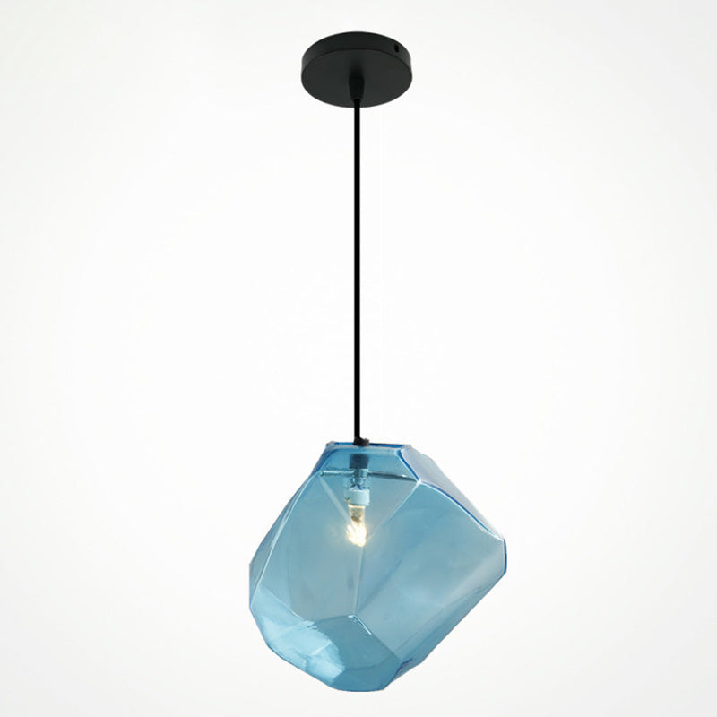 6-Colors Optional Stone Shaped Glass Hanging Light Nordic Style Simplicity Lighting Fixture for Bedroom