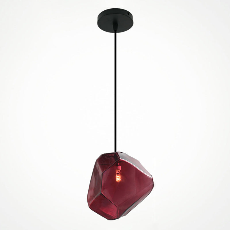 6-Colors Optional Stone Shaped Glass Hanging Light Nordic Style Simplicity Lighting Fixture for Bedroom