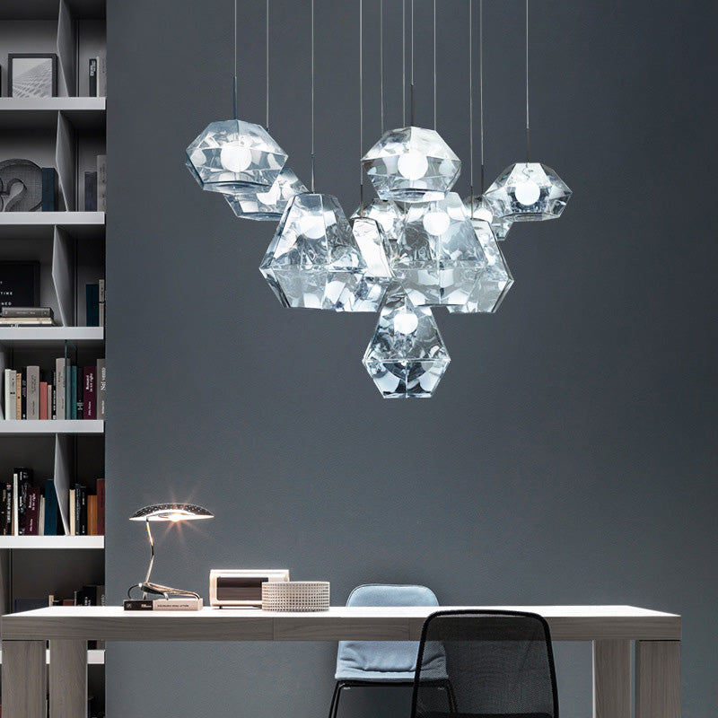 Minimalisme Polyhedra Diamond Shade Hanging Light Nordic Style PENDANT ÉCLAIRAGE ACRYLIQUE POUR COFES