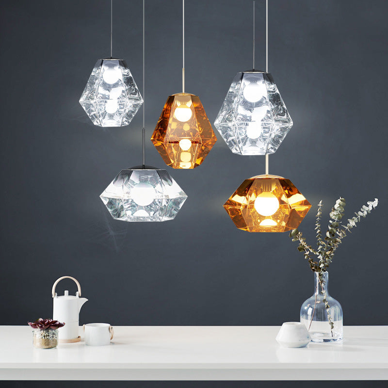 Minimalisme Polyhedra Diamond Shade Hanging Light Nordic Style PENDANT ÉCLAIRAGE ACRYLIQUE POUR COFES