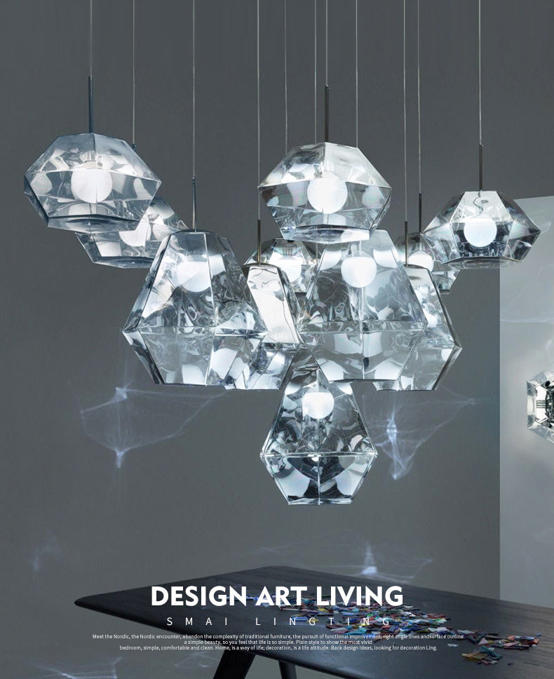 Minimalisme Polyhedra Diamond Shade Hanging Light Nordic Style PENDANT ÉCLAIRAGE ACRYLIQUE POUR COFES