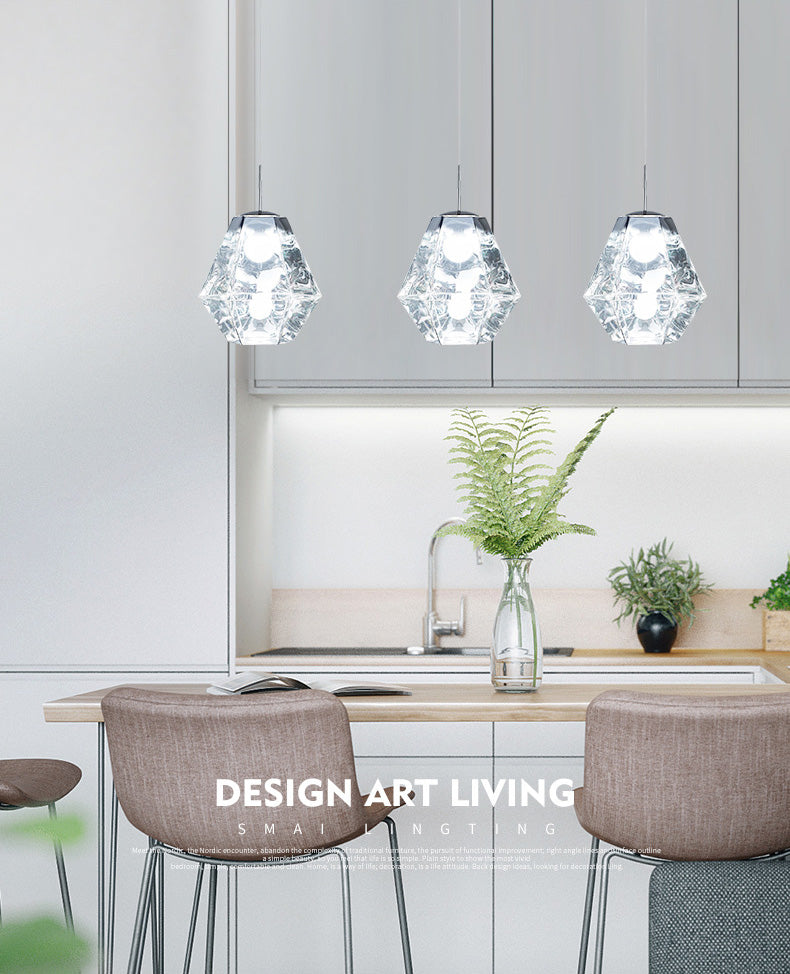 Minimalisme Polyhedra Diamond Shade Hanging Light Nordic Style PENDANT ÉCLAIRAGE ACRYLIQUE POUR COFES