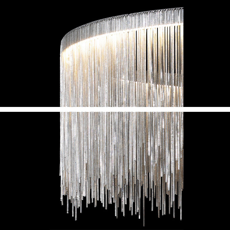 Silver Geometric Pendant Light in Modern Luxury Style Aluminium Tassel Ceiling Light for Commercial Place