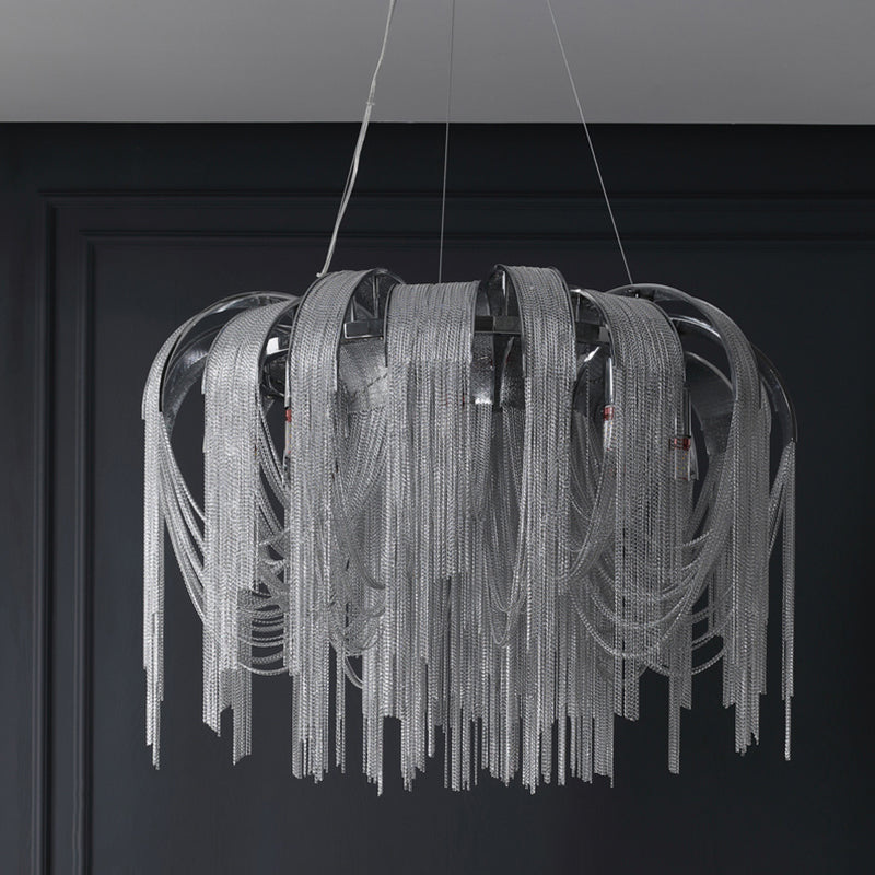 Modern Tassel Circular Pendant Light Metal Indoor Hanging Lamp with Aluminium Chain