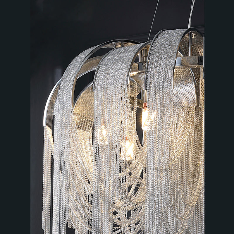 Modern Tassel Circular Pendant Light Metal Indoor Hanging Lamp with Aluminium Chain