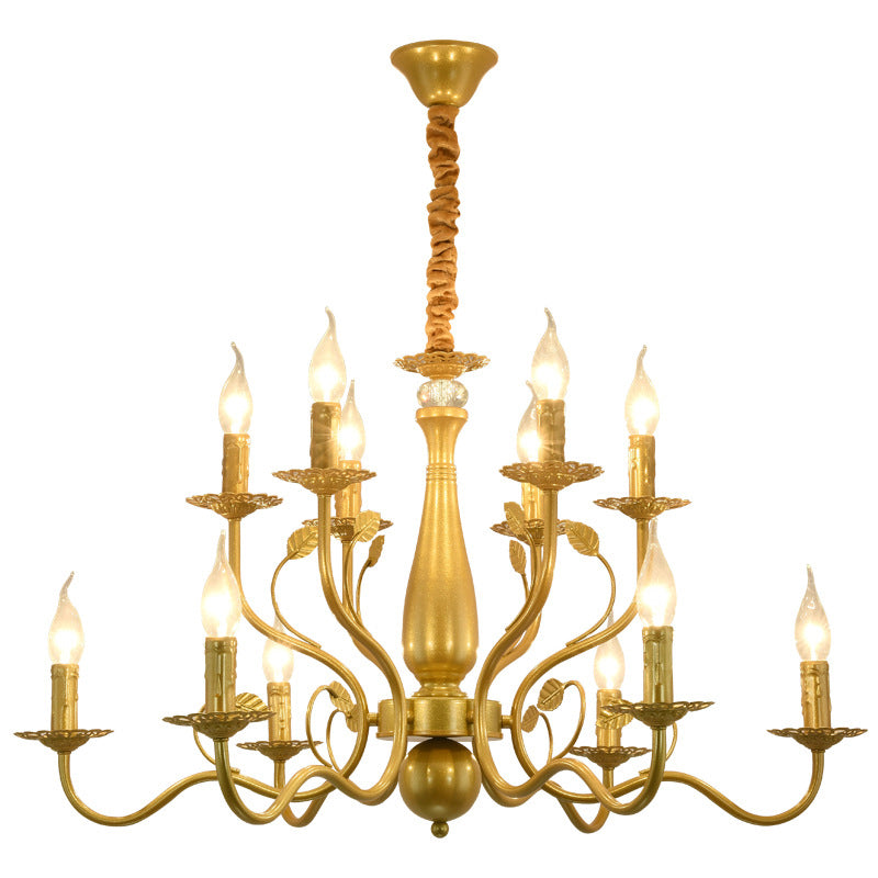 Curved Arm Metal Chandelier Light Fixtures Traditional Living Room Suspended Lighting Fixture