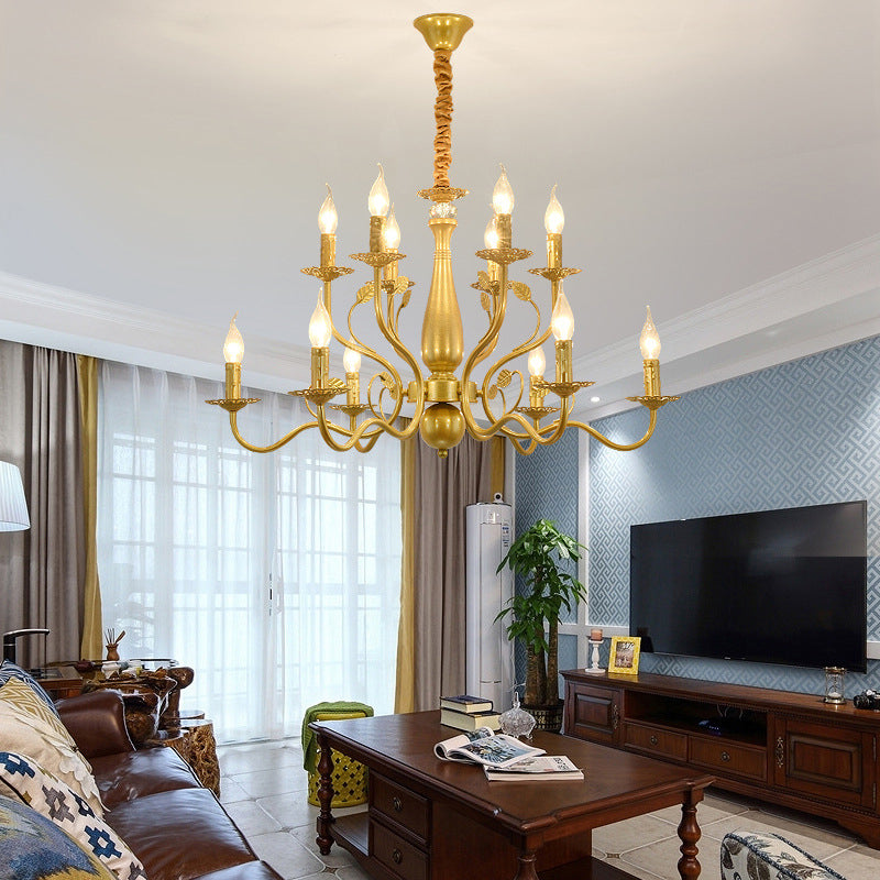Lámparas de araña de metal de brazo curvado sala de estar tradicional accesorio de iluminación suspendida