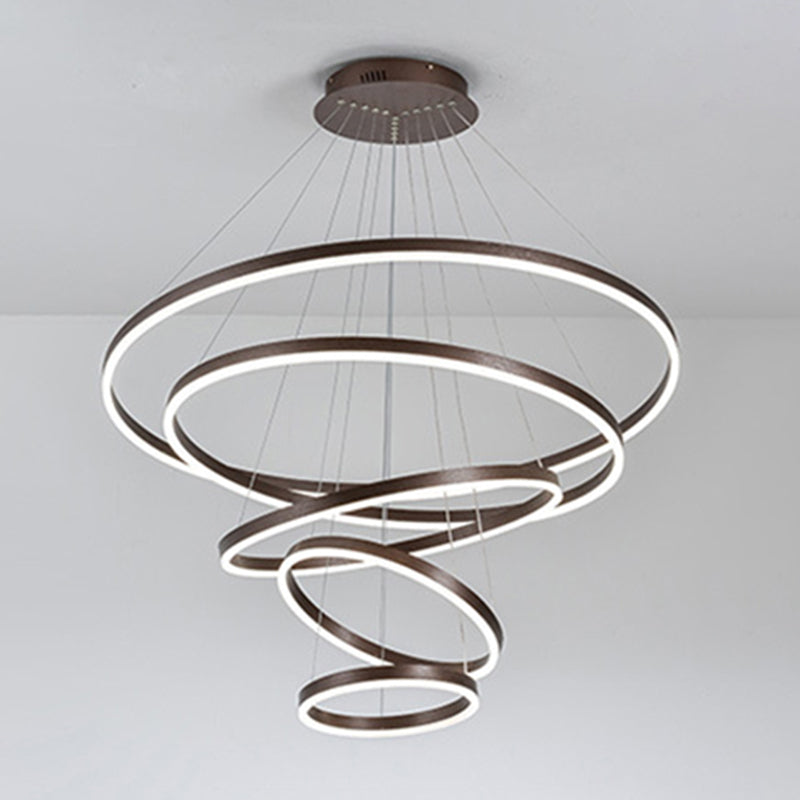 LED LED LED Chandelier Pendant Light Simplicity Chandelier Lightture avec cercles Metal Shade