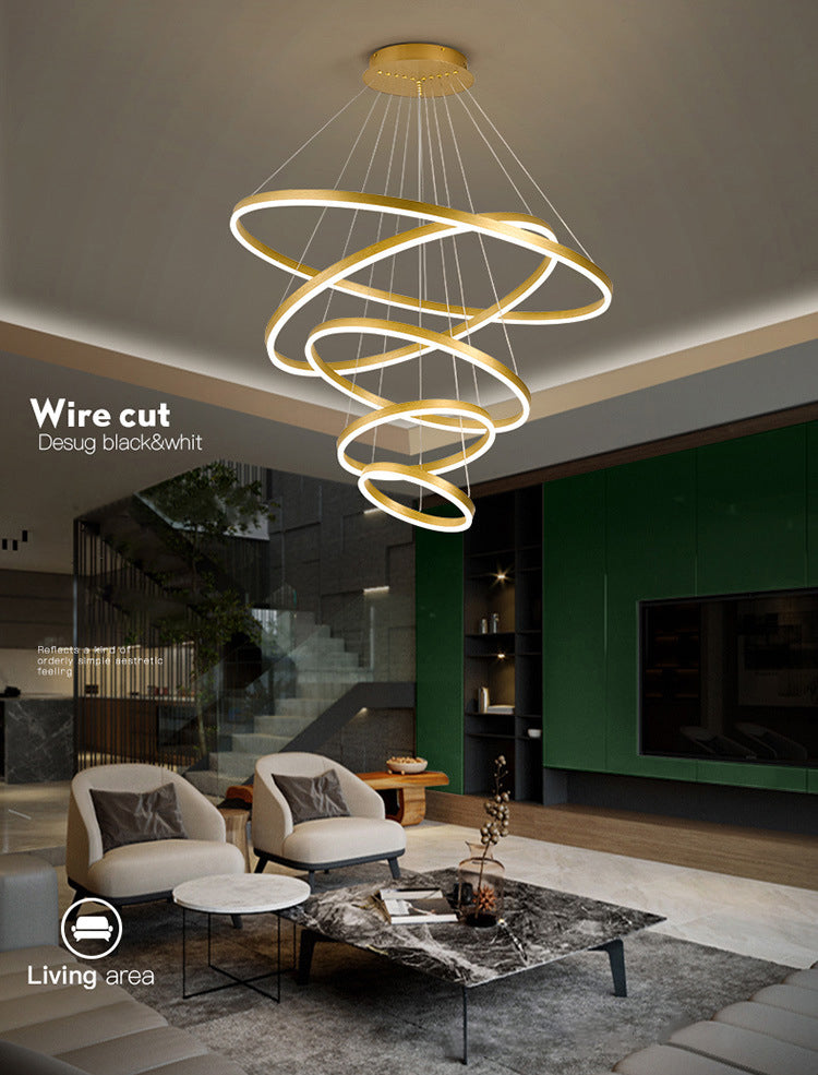 LED LED LED Chandelier Pendant Light Simplicity Chandelier Lightture avec cercles Metal Shade