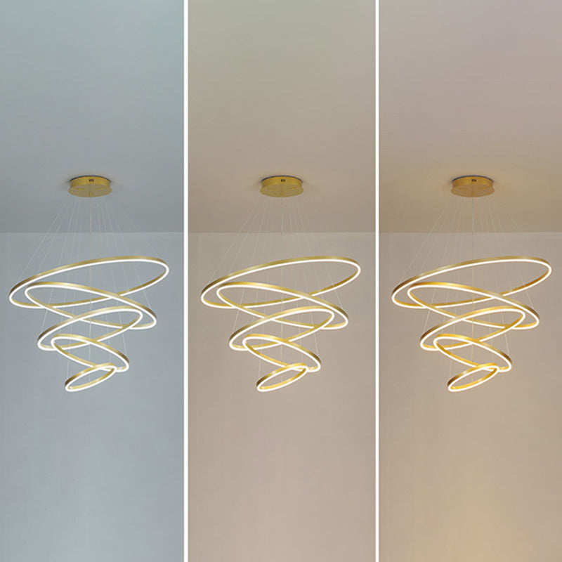 LED LED LED Chandelier Pendant Light Simplicity Chandelier Lightture avec cercles Metal Shade