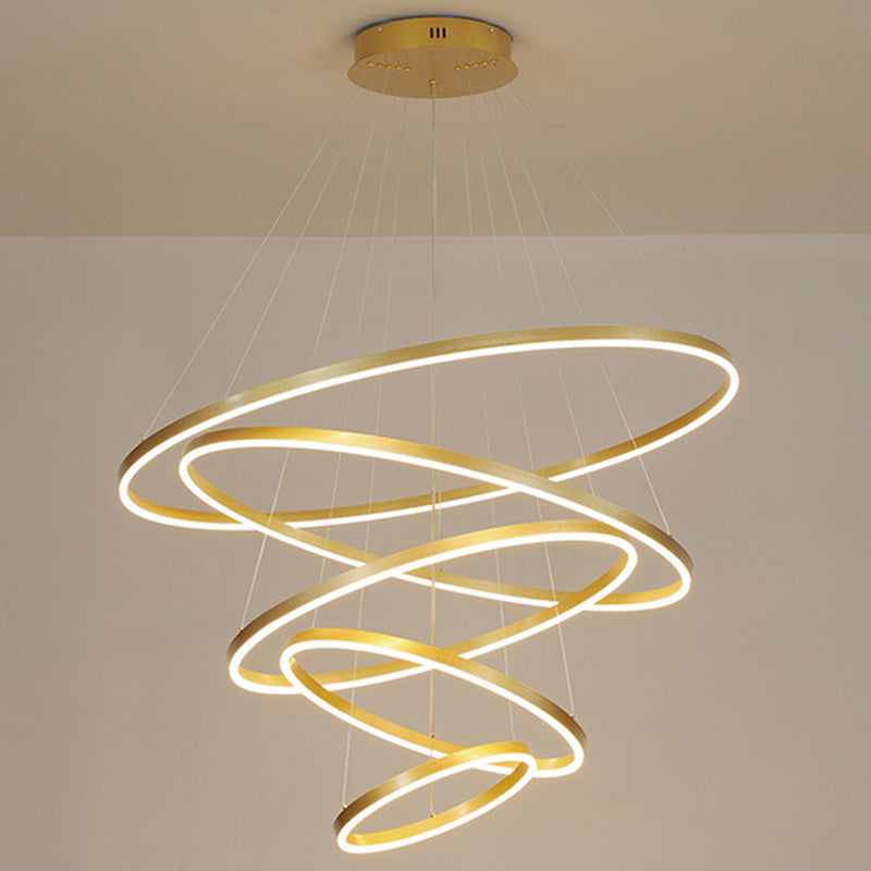 LED LED LED Chandelier Pendant Light Simplicity Chandelier Lightture avec cercles Metal Shade