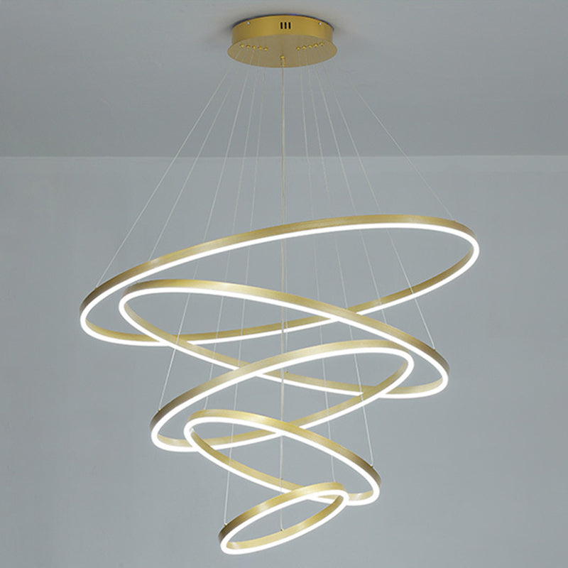 LED LED LED Chandelier Pendant Light Simplicity Chandelier Lightture avec cercles Metal Shade