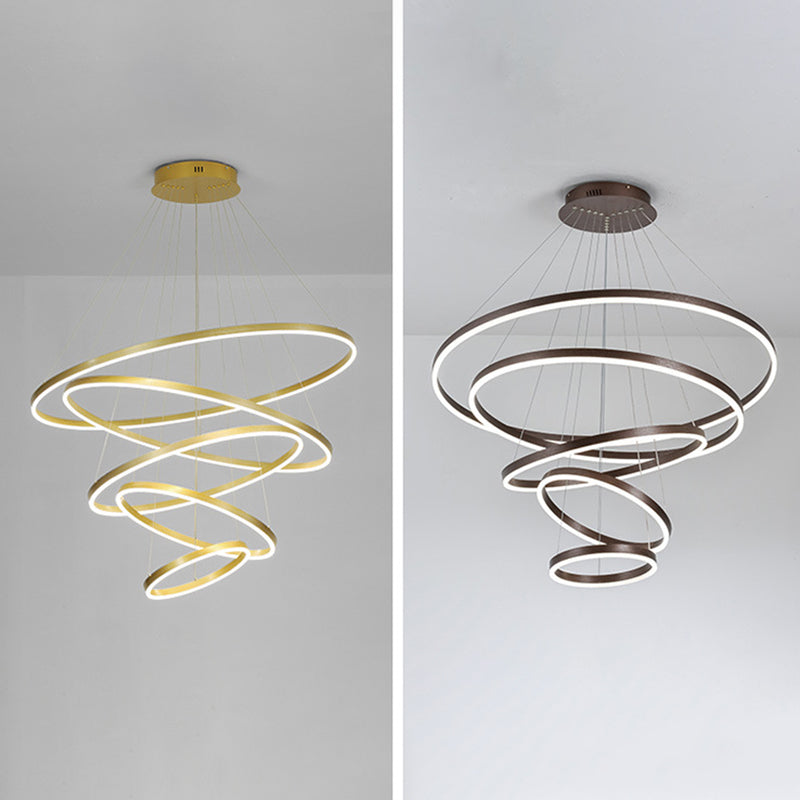 LED LED LED Chandelier Pendant Light Simplicity Chandelier Lightture avec cercles Metal Shade