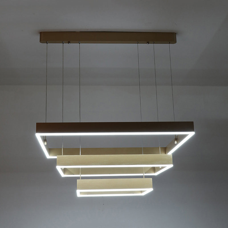 Coffee Multi-Tier Ceiling Hung Fixture Minimalist Style LED Metal Chandelier Pendant Light