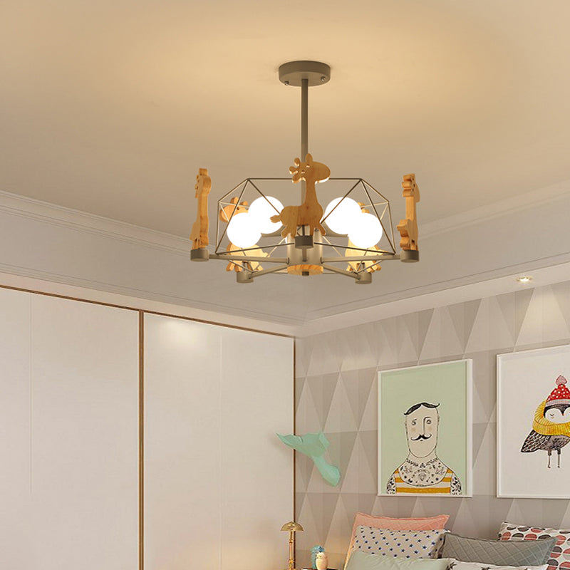 Metal Giraffe Pendant Light Kit Nordic Style Ceiling Chandelier for Kids Bedroom