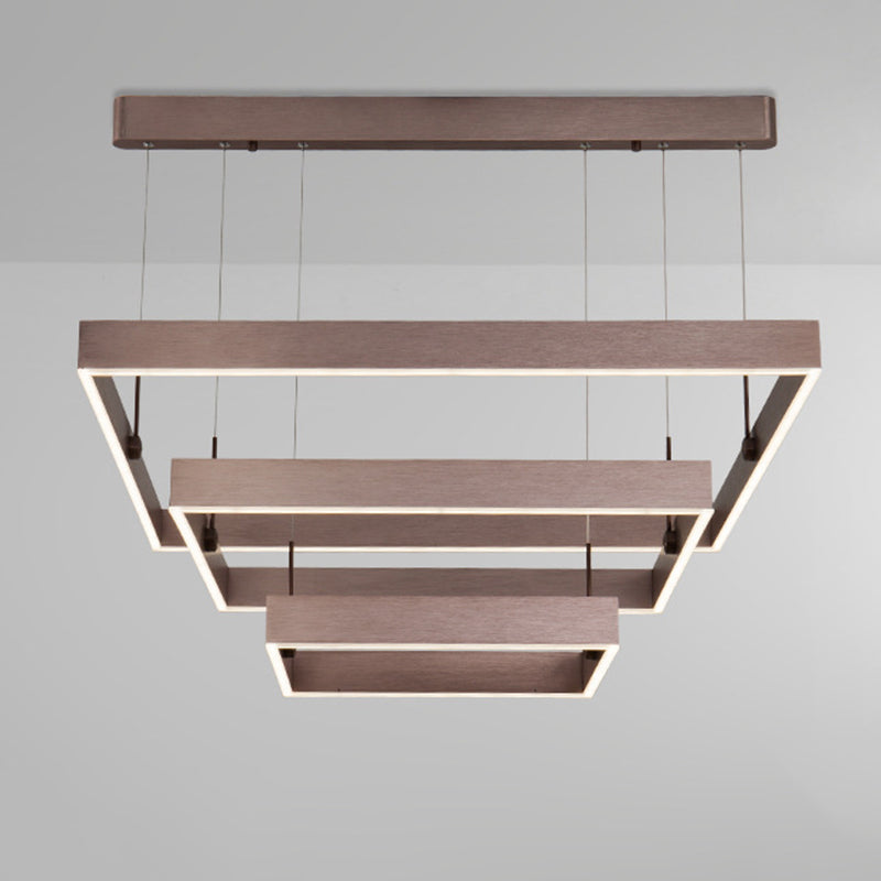 Minimaliste carré au plafond suspendu metal salon LED Chandelier Pendant Light dans le café