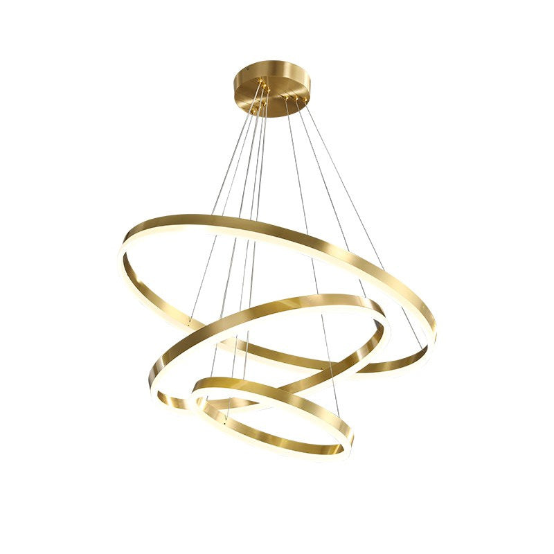 Metal Circles Chandelier Hanging Light Fixture Simple LED Hanging Fixture in Gold