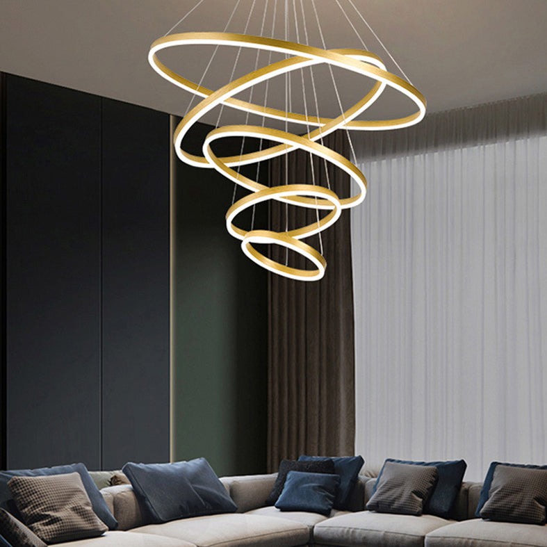 LED LED LED Chandelier Pendant Light Simplicity Chandelier Lightture avec cercles Metal Shade