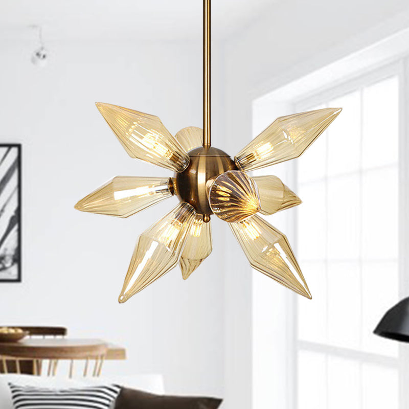 Sputnik Living Room Hanging Fixture Factory Clear/Amber Glass 9/12/15 Bulbs Brass/Copper Chandelier Lighting Fixture