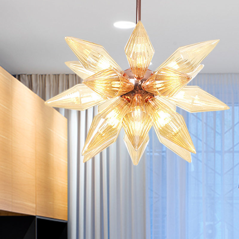 Sputnik Living Room Hanging Fixture Factory Clear/Amber Glass 9/12/15 Bulbs Brass/Copper Chandelier Lighting Fixture