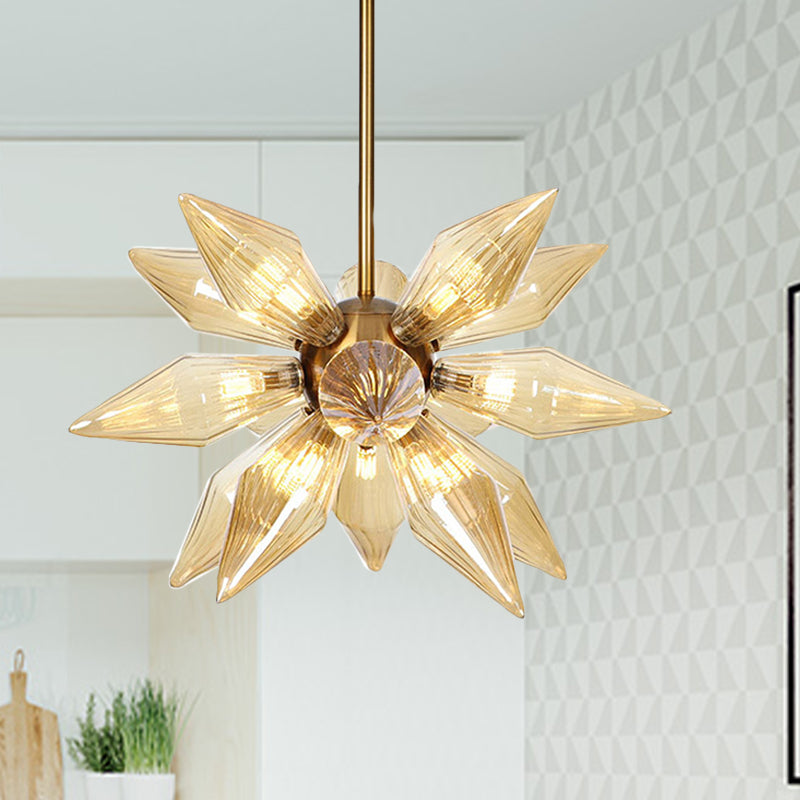 Sputnik Living Room Hanging Fixture Factory Clear/Amber Glass 9/12/15 Bulbs Brass/Copper Chandelier Lighting Fixture