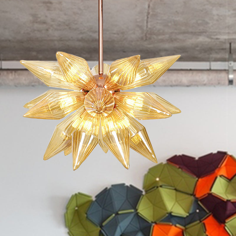 Sputnik Living Room Hanging Fixture Factory Clear/Amber Glass 9/12/15 Bulbs Brass/Copper Chandelier Lighting Fixture