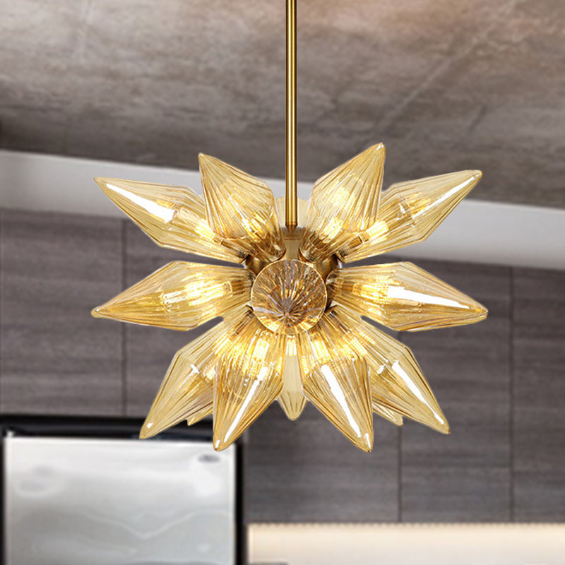 Sputnik Living Room Hanging Fixture Factory Clear/Amber Glass 9/12/15 Bulbs Brass/Copper Chandelier Lighting Fixture