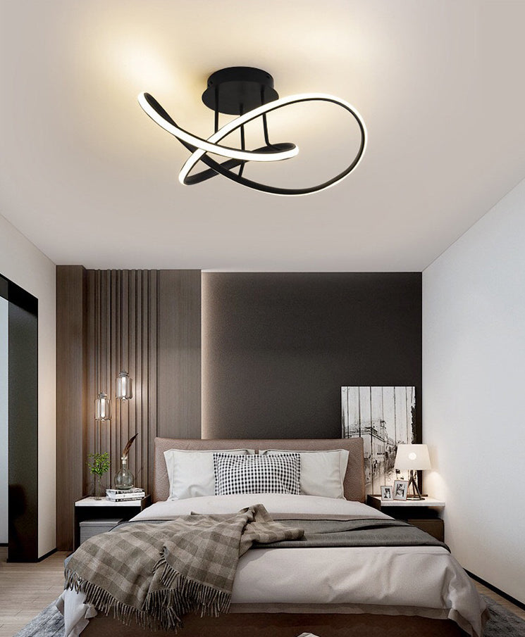 Twisted Semi Flush Mount Light Fixture Ultra-Contemporary Acrylic Ceiling Mount Chandelier for Bedroom