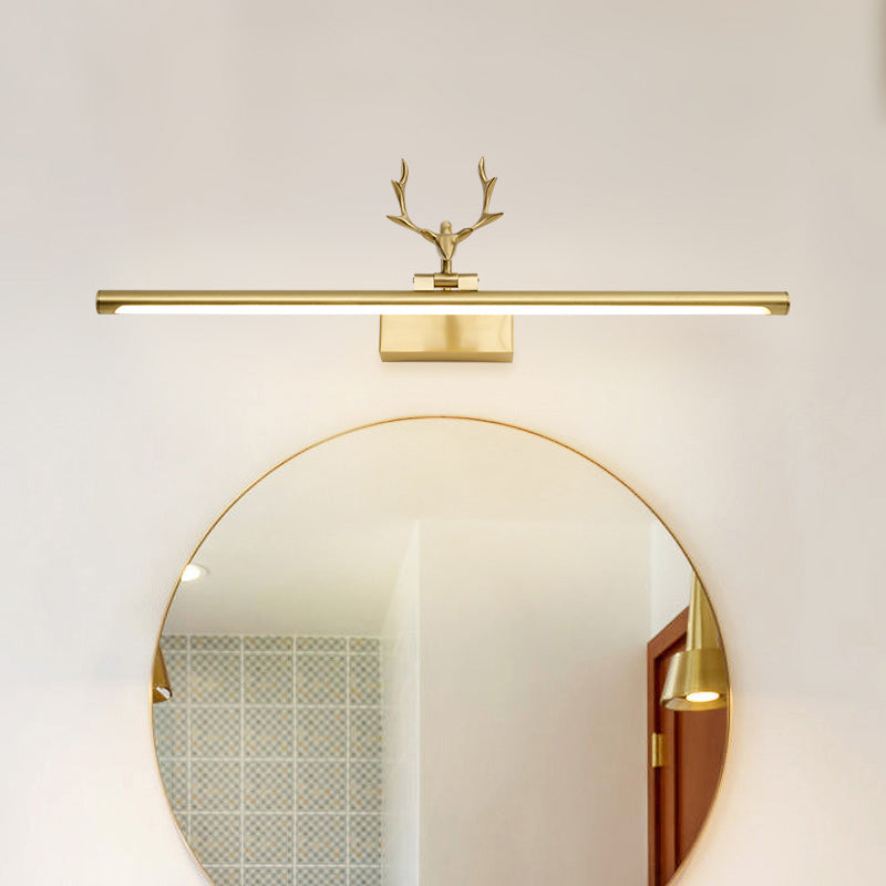 Mid-Century Luxury Style Linear Wall Mounted Vanity Lights Metal Vanity Lighting Fixtures with Antlers