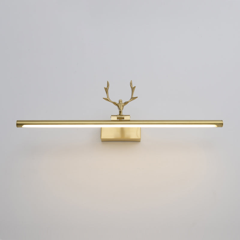 Mid-Century Luxury Style Linear Wall Mounted Vanity Lights Metal Vanity Lighting Fixtures with Antlers