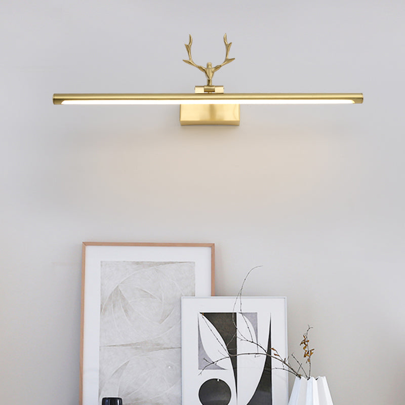 Mid-Century Luxury Style Linear Wall Mounted Vanity Lights Metal Vanity Lighting Fixtures with Antlers