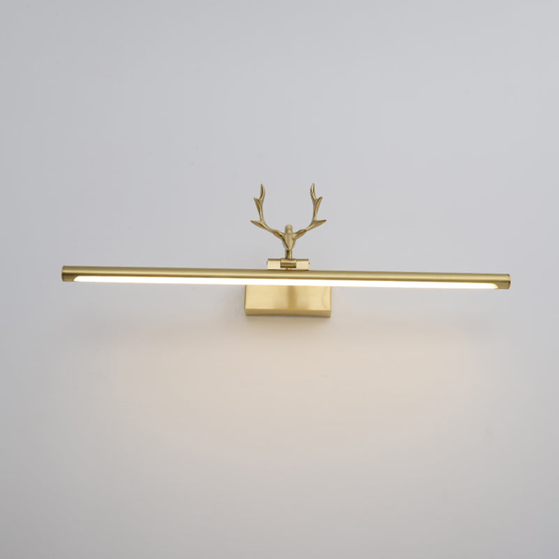 Mid-Century Luxury Style Linear Wall Mounted Vanity Lights Metal Vanity Lighting Fixtures with Antlers