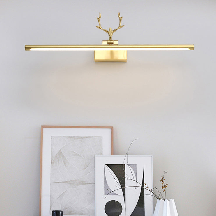 Mid-Century Luxury Style Linear Wall Mounted Vanity Lights Metal Vanity Lighting Fixtures with Antlers