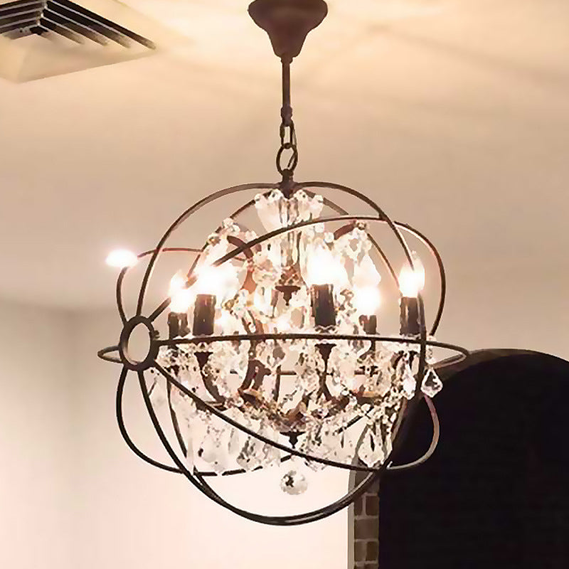 Modern Spherical Chandelier Hanging Light Fixture Metal 8 Lights Ceiling Hanging Light Fixture