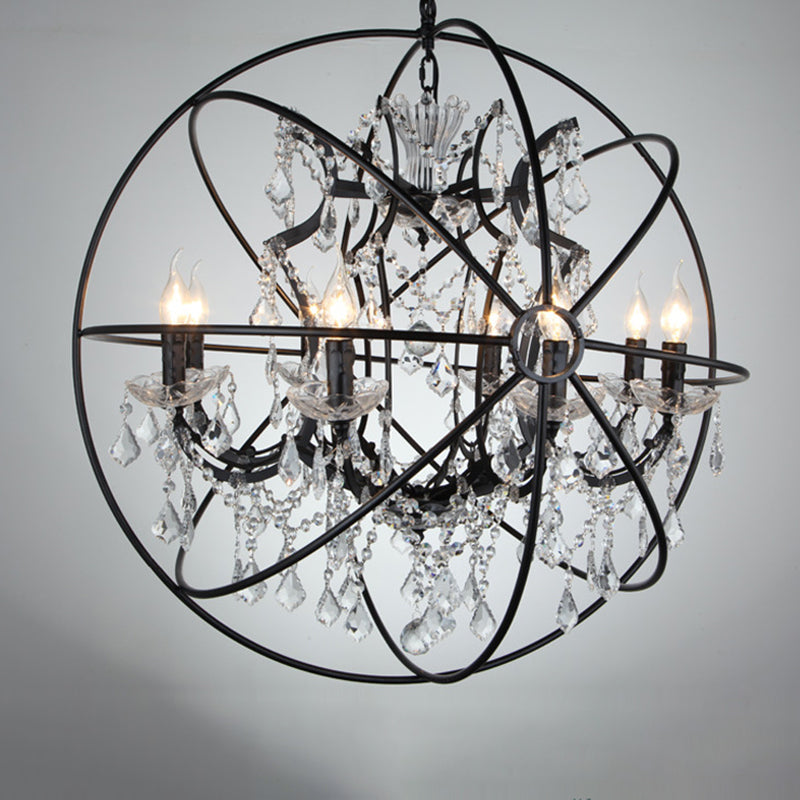 Modern Spherical Chandelier Hanging Light Fixture Metal 8 Lights Ceiling Hanging Light Fixture