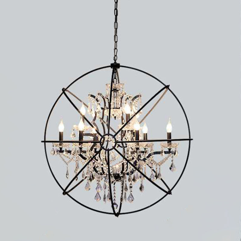 Modern Spherical Chandelier Hanging Light Fixture Metal 8 Lights Ceiling Hanging Light Fixture