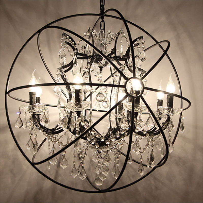 Modern Spherical Chandelier Hanging Light Fixture Metal 8 Lights Ceiling Hanging Light Fixture