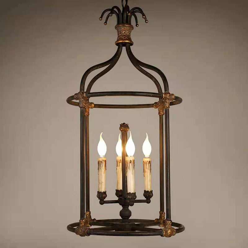 Industrial Lantern Geometric Ceiling Chandelier Pendant Metal 3 Lights Lantern Pendant Lighting