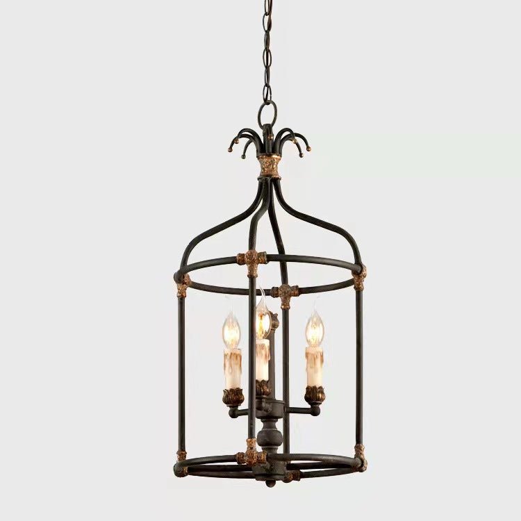 Industrial Lantern Geometric Ceiling Chandelier Pendant Metal 3 Lights Lantern Pendant Lighting